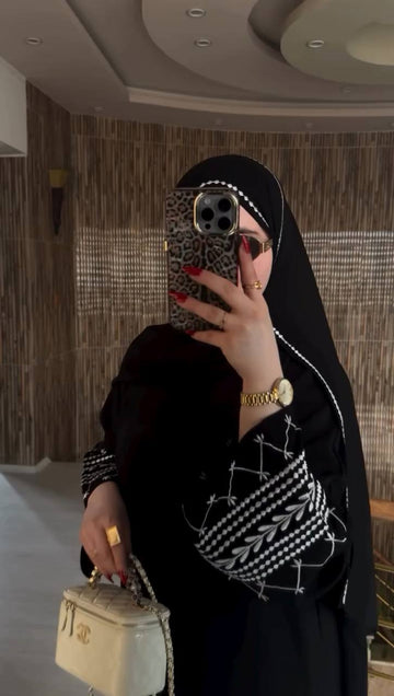 NOREEN EMBROIDERY ABAYA | BLACK
