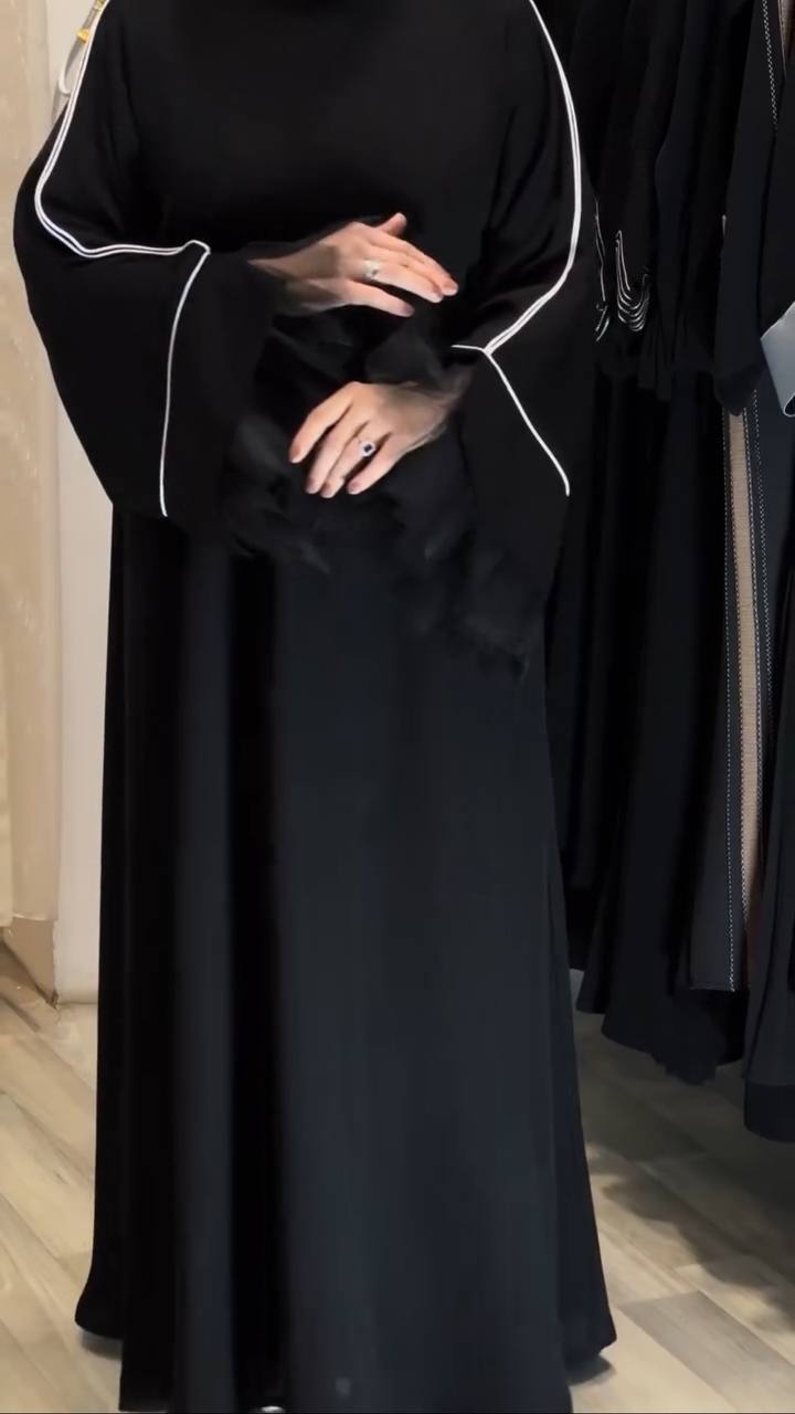 MEHMAL ORGANZA ABAYA | BLACK