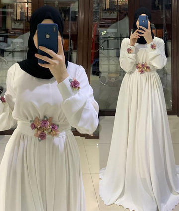 ALAYA CLASSIC BROACH ABAYA | WHITE