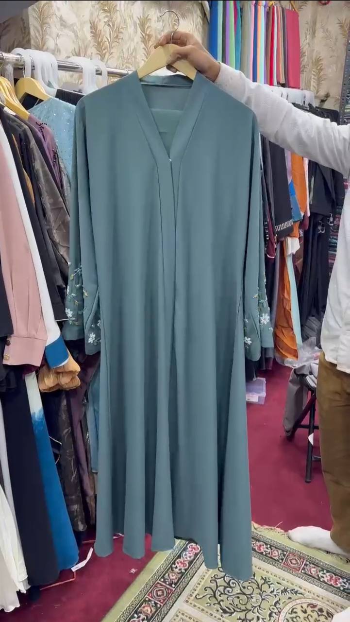AL-KOUSAR HANDWORK ABAYA | SEA GREEN
