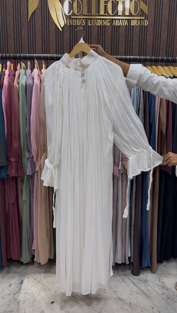 NAGMA ORGANZA CAP ABAYA | WHITE