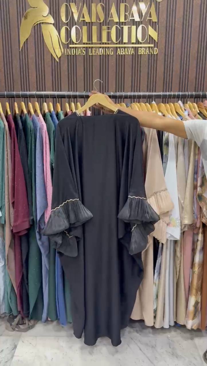 DUA ORGANZA SLEEVE ABAYA | BLACK