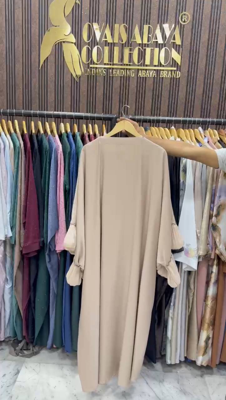 DUA ORGANZA SLEEVE ABAYA | NUDE