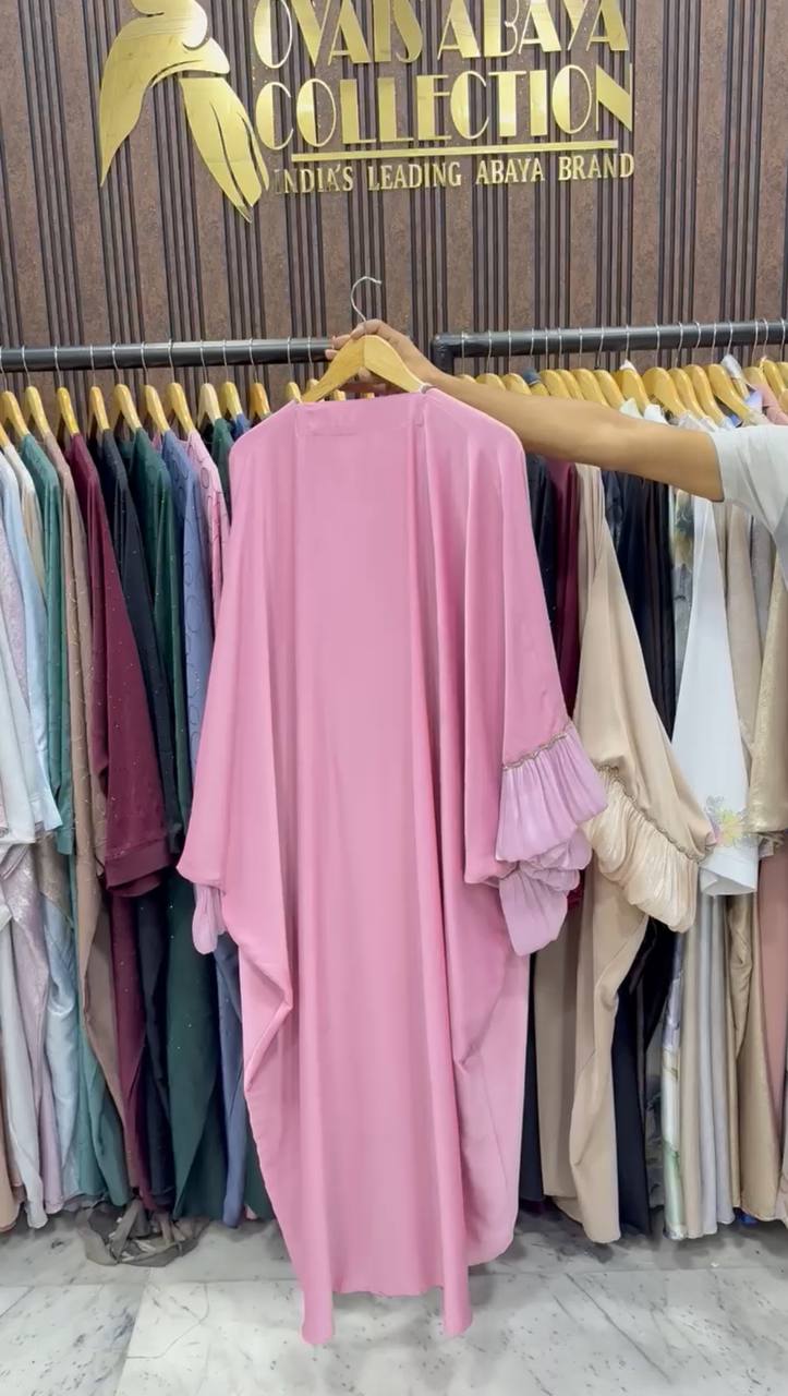 DUA ORGANZA SLEEVE ABAYA | BABY PINK