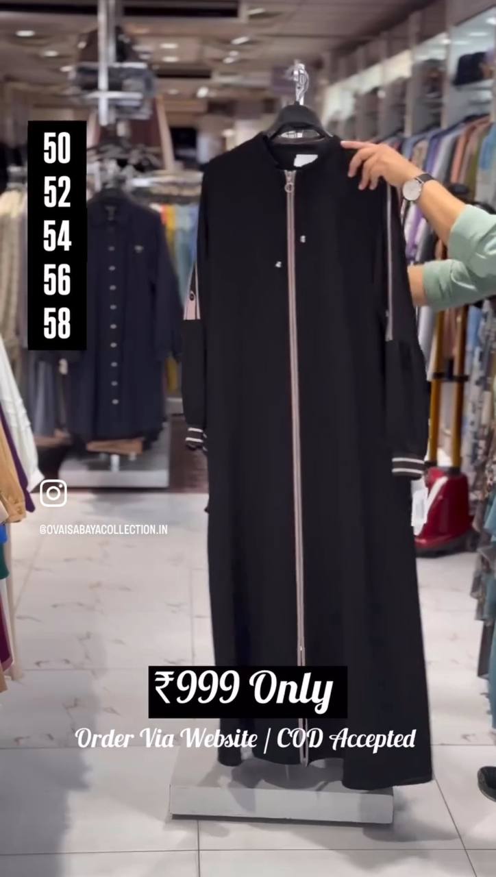 ZEBA FRONT OPEN ABAYA | BLACK