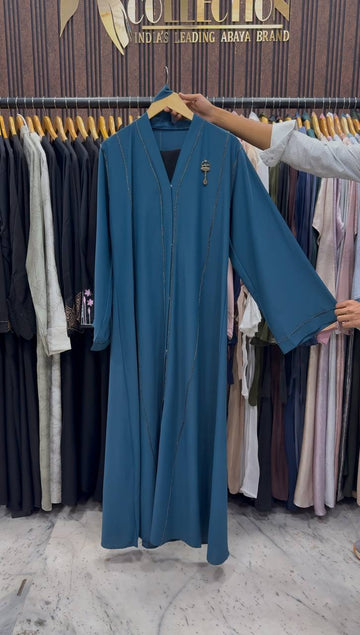 SUBIE FRONT OPEN ABAYA | TEAL