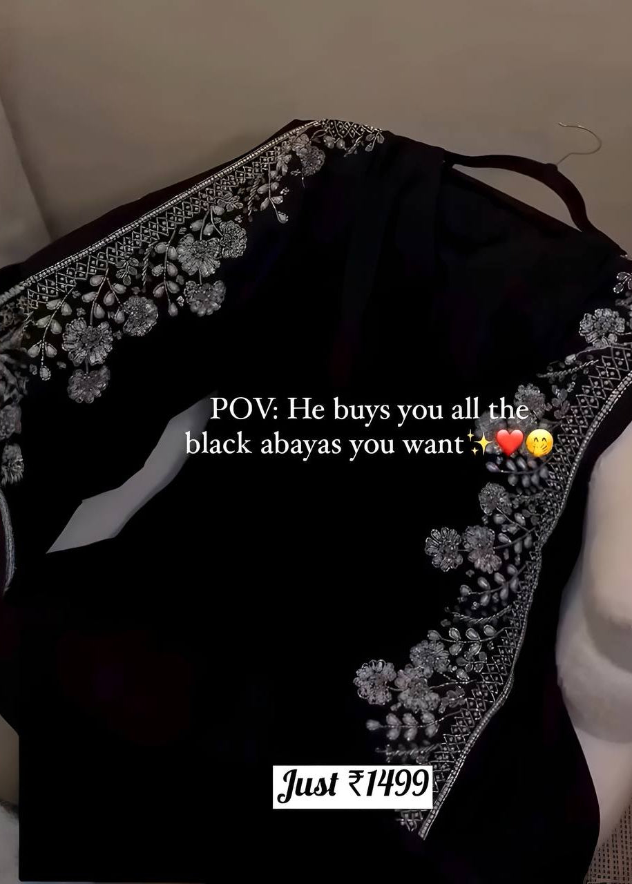 NABIHA HANDWORK ABAYA | BLACK