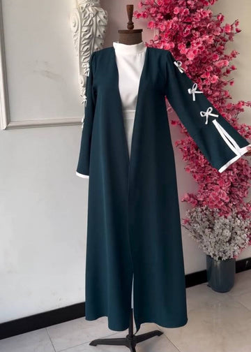 NAYLAH DOUBLE SHRUG BOW ABAYA | TEAL