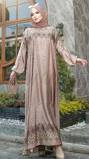 ALIZA PRINTED ABAYA | BABY PINK