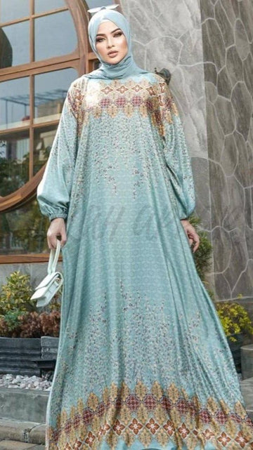 ALIZA PRINTED ABAYA | LITE BLUE