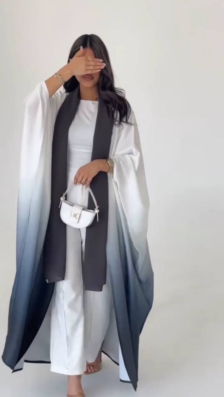 ASNIYA DOUBLE SHRUG ABAYA | GRAY
