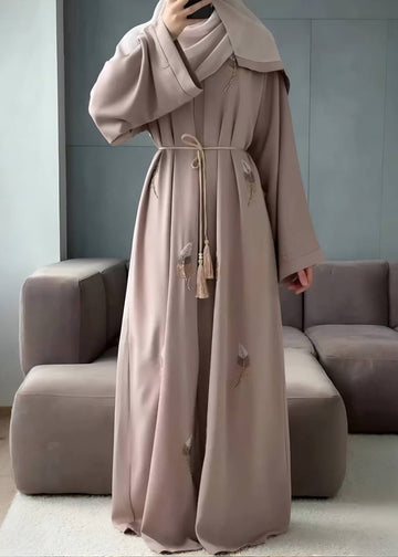 MANTASHA FRONT OPEN ABAYA | NUDE