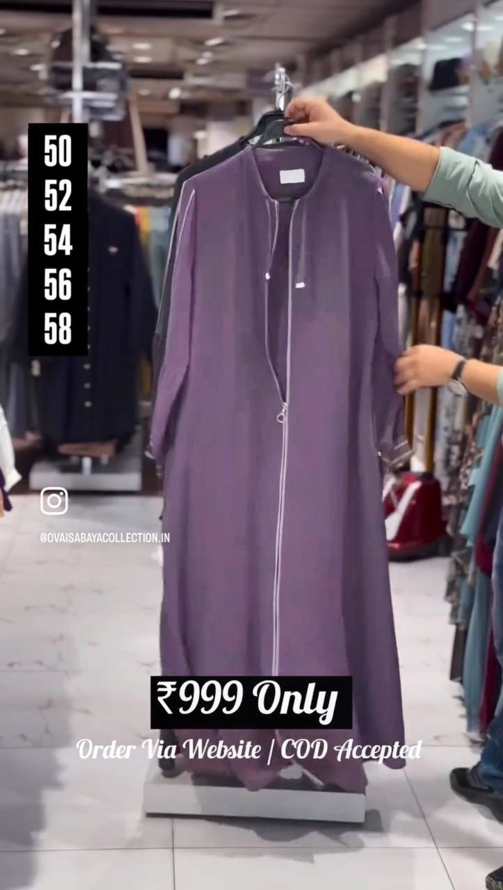 ZEBA FRONT OPEN ABAYA | PURPLE