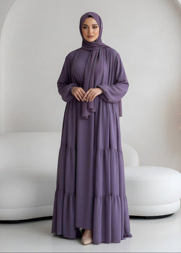 AMANI FRILL PLATES ABAYA | LAVENDER