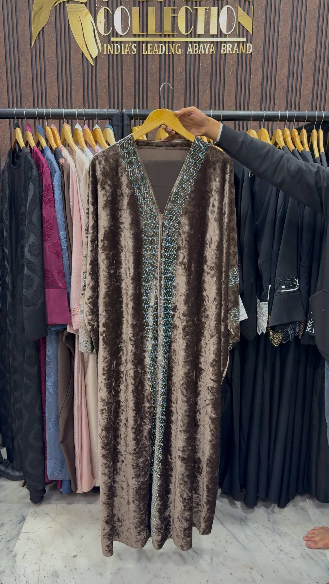 ANAYA VELVET KAFTAN ABAYA | COFFEE