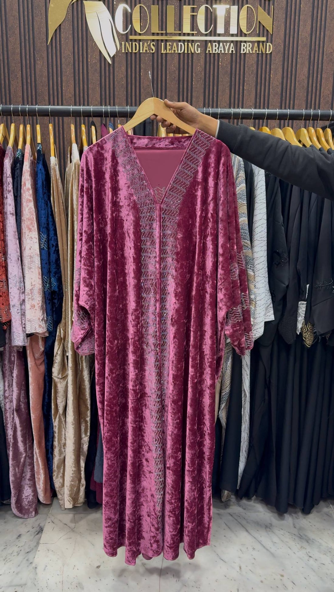ANAYA VELVET KAFTAN ABAYA | PINK