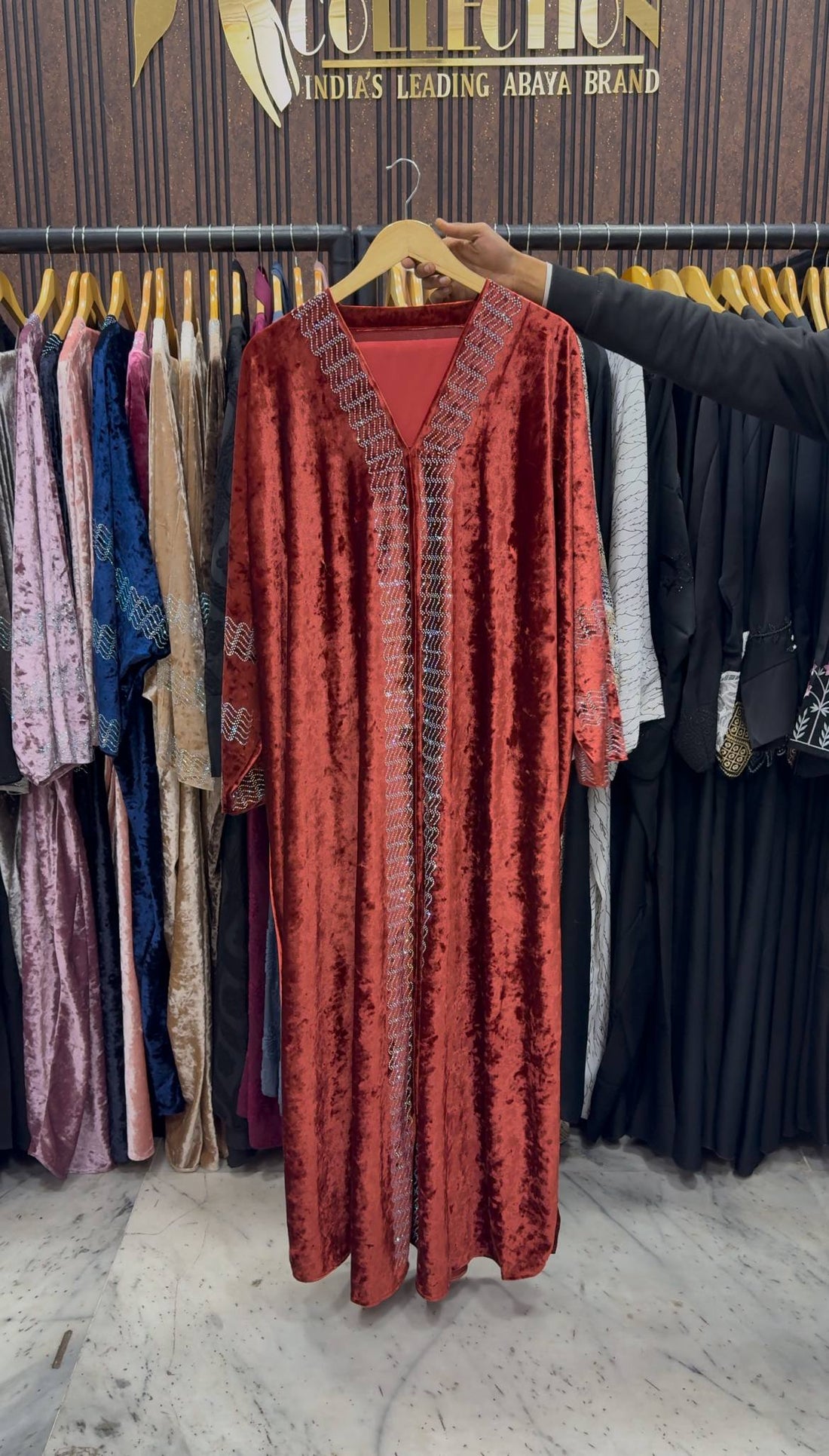 ANAYA VELVET KAFTAN ABAYA | ORNG