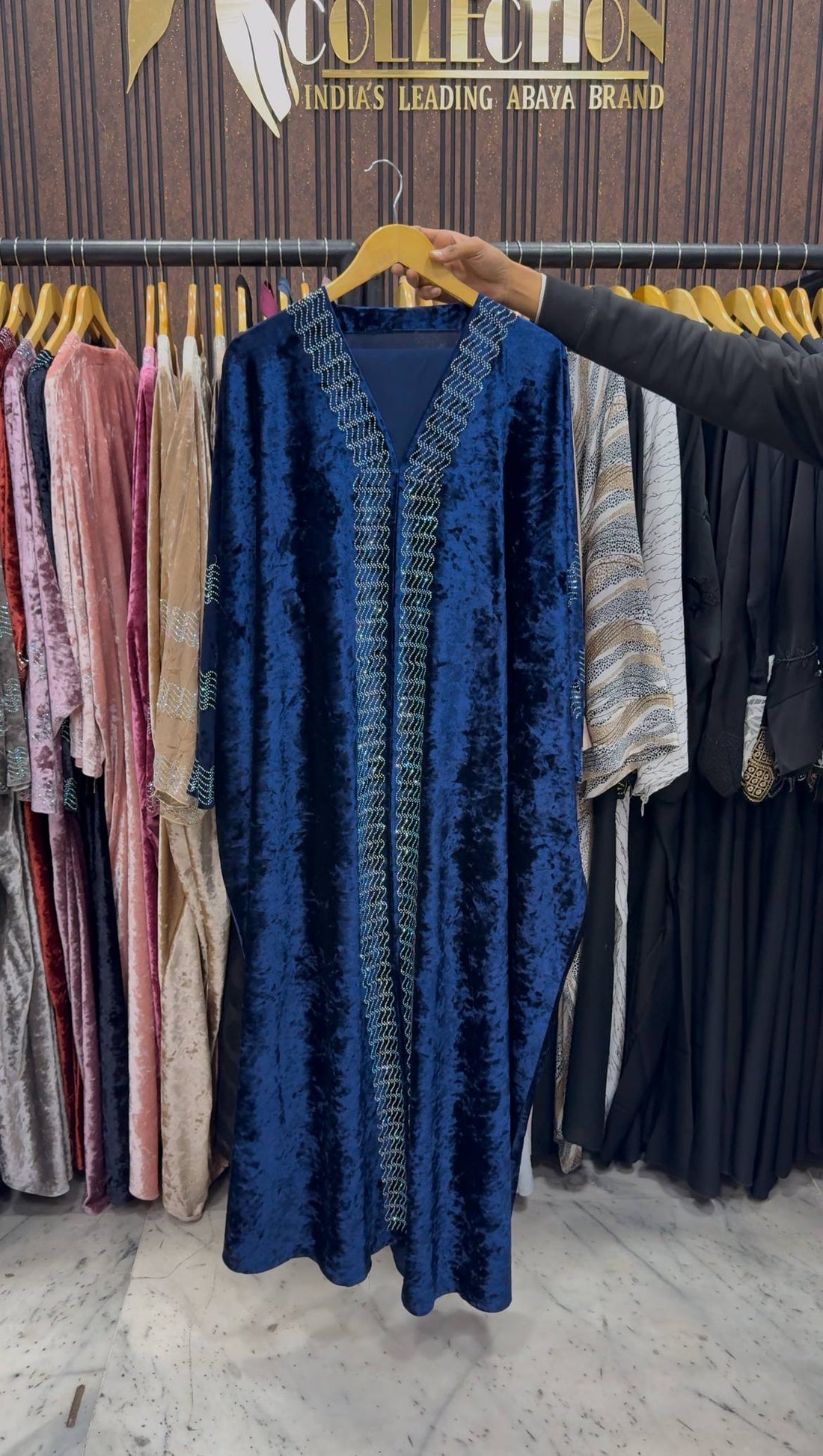 ANAYA VELVET KAFTAN ABAYA | NAVY BLUE