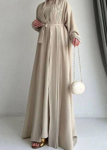 AMEERAH DOUBLE SHRUG ABAYA | NUDE