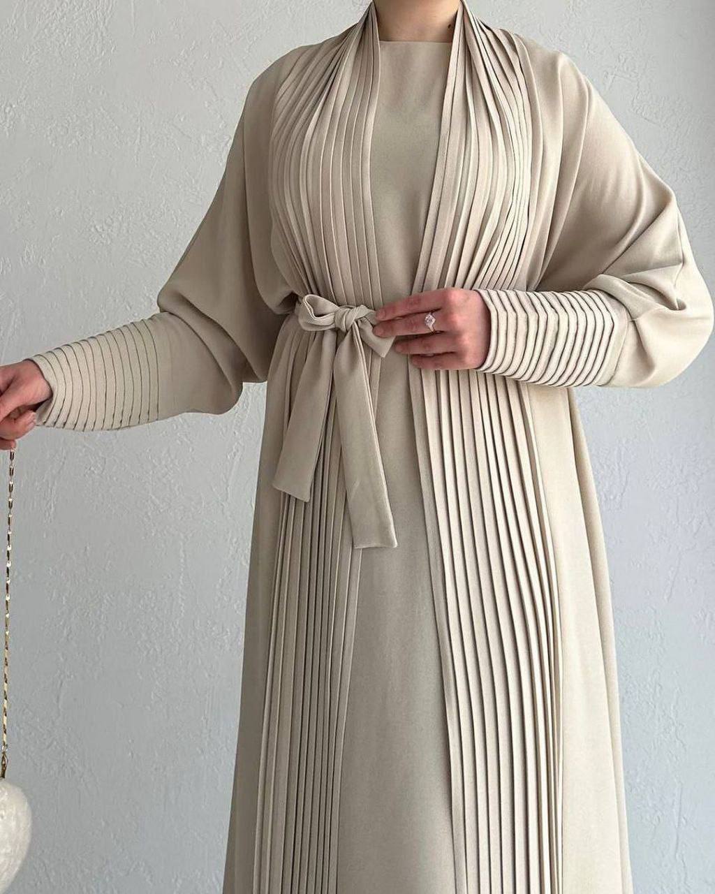 AMEERAH DOUBLE SHRUG ABAYA | NUDE