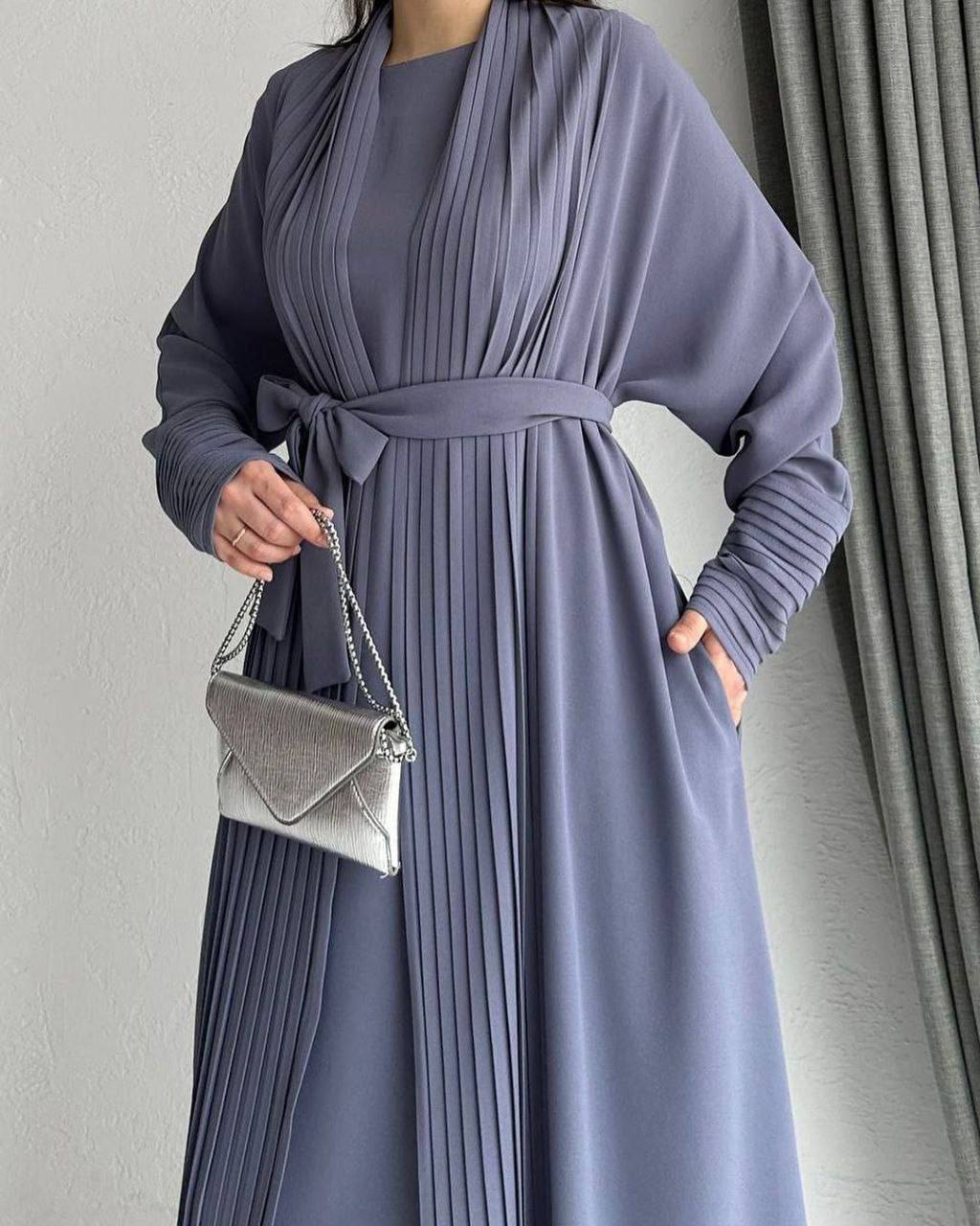 AMEERAH DOUBLE SHRUG ABAYA | LITE GRAY