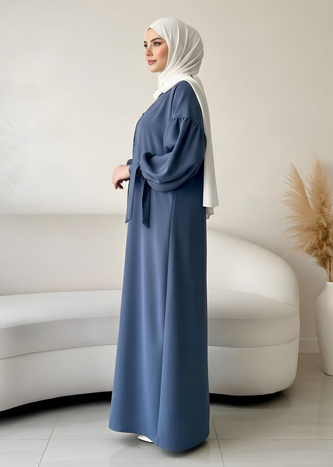 TAHURA BALLON SLEEVE ABAYA | GRAY