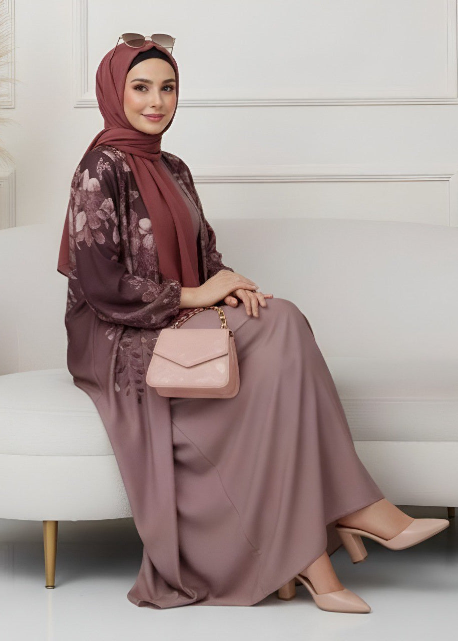 ALIZA PRINTED ABAYA | LAVENDER