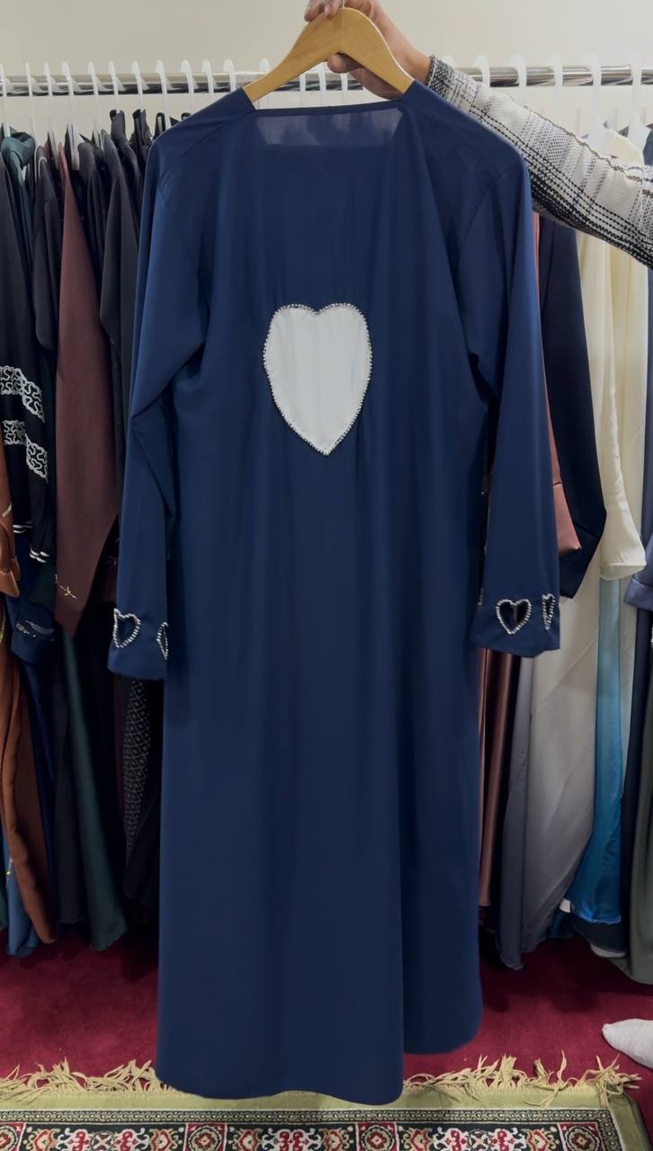 HAZAL HEART SLEEVE ABAYA | NAVY BLUE