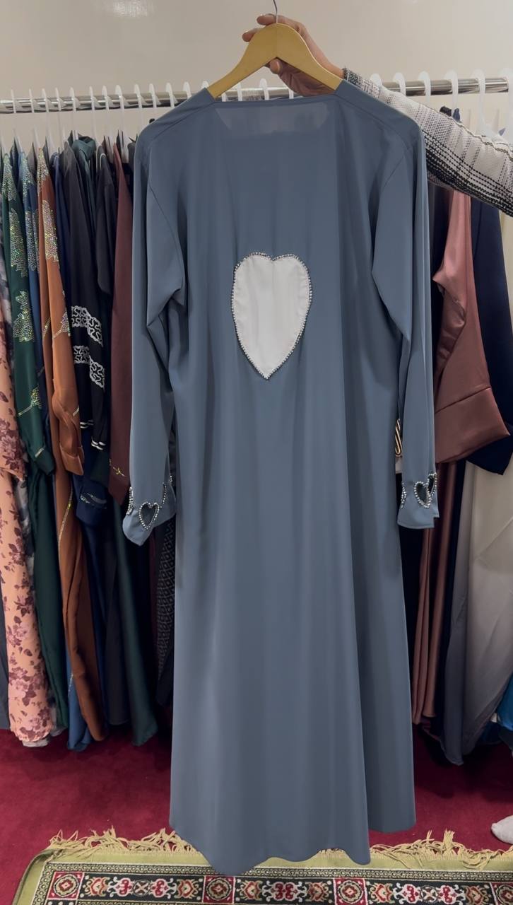 HAZAL HEART SLEEVE ABAYA | GRAY