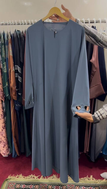 HAZAL HEART SLEEVE ABAYA | GRAY
