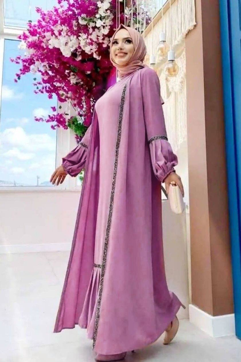 ALIYA DOUBLE SHRUG ABAYA | LITE PINK