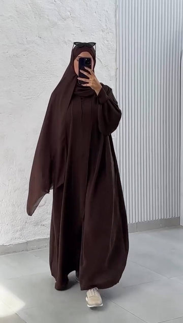 NOOR AL NIDA CUFF SLEEVE ABAYA | BROWN