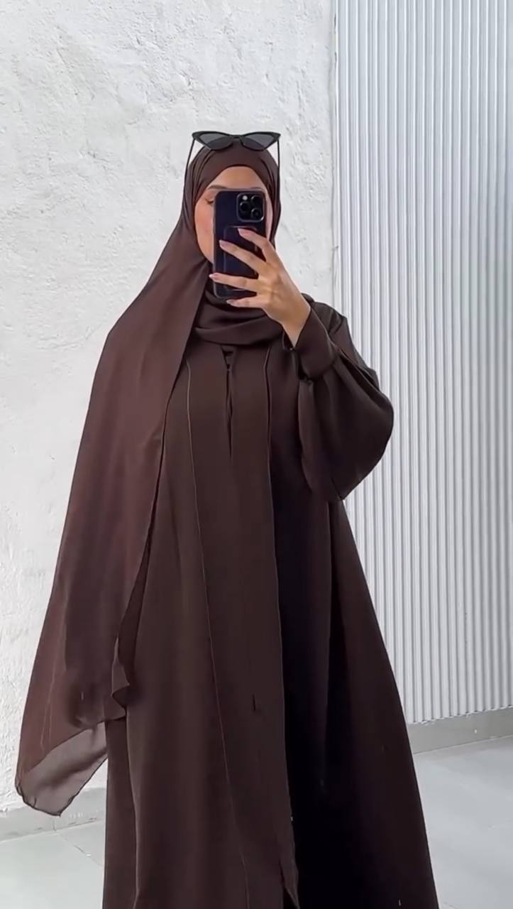 NOOR AL NIDA CUFF SLEEVE ABAYA | BROWN