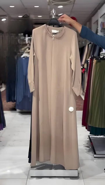 DANEEN ZIPPER ABAYA | NUDE