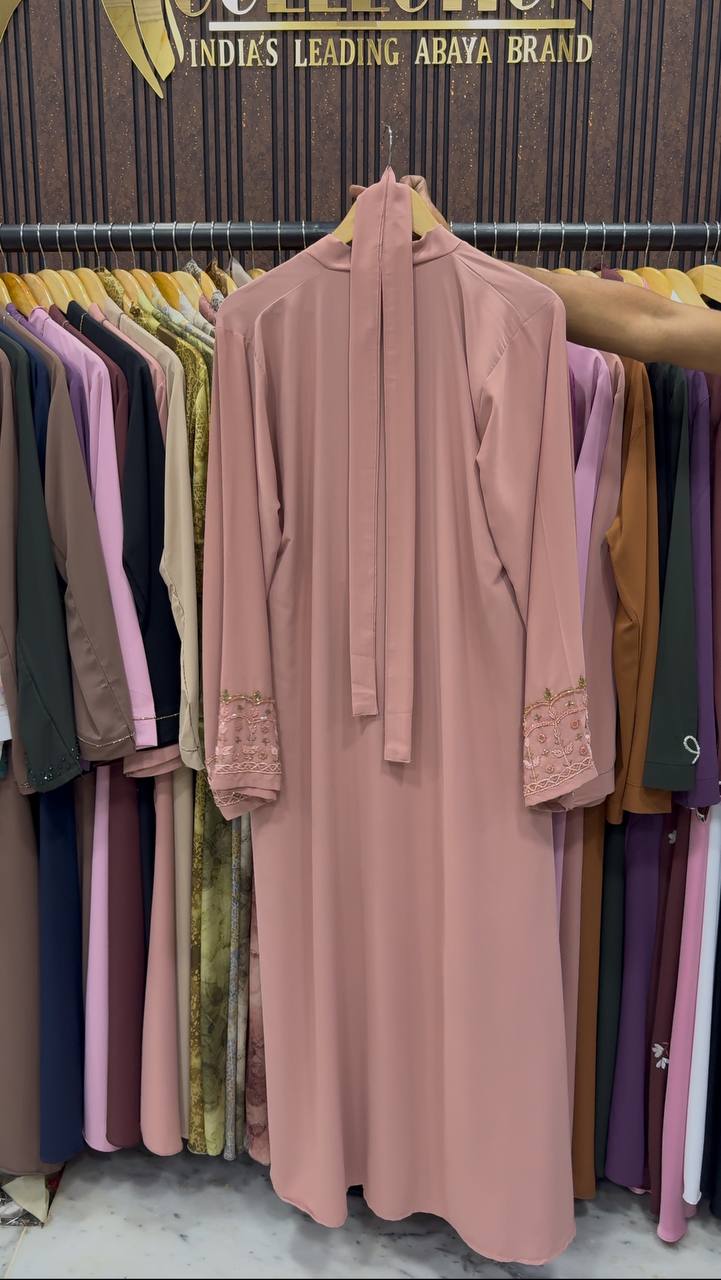 RUBA HANDWORK ABAYA | PEACH