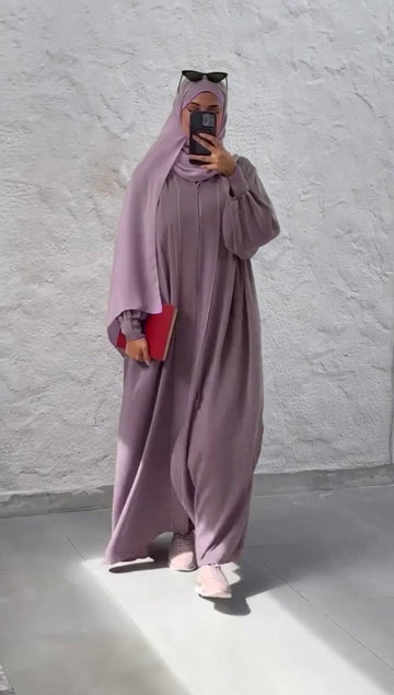 NOOR AL NIDA CUFF SLEEVE ABAYA | AMB-PINK
