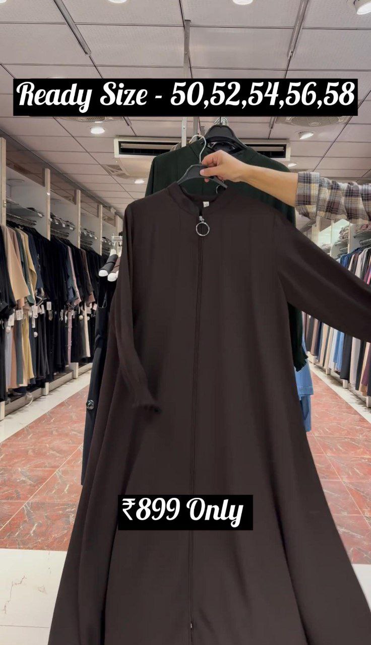 MEHNAAZ PINTEX ZIPPER ABAYA | COFFEE