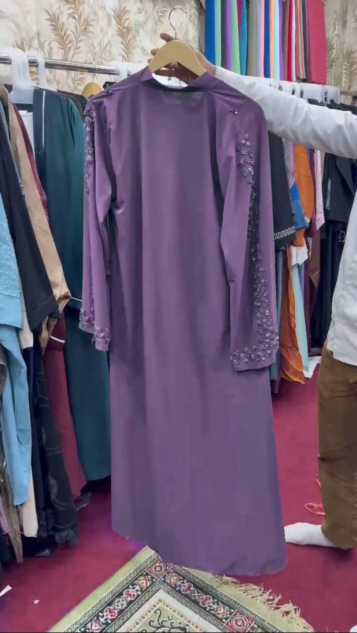AL-HANA FRONT OPEN ABAYA | PURPLE