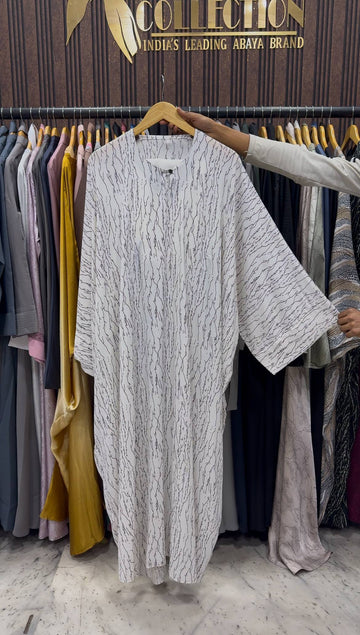 NAMRAH KAFTAN ABAYA | WHITE
