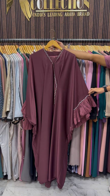 DUA ORGANZA SLEEVE ABAYA | CHERRY RED