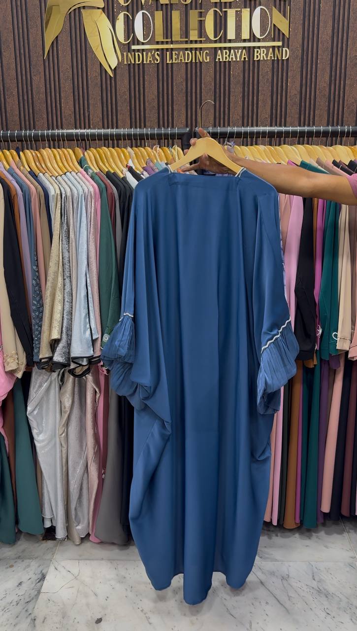 DUA ORGANZA SLEEVE ABAYA | BLUE