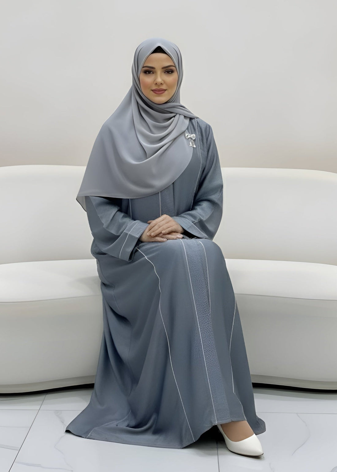 AMARA FRONT OPEN ABAYA | GRAY