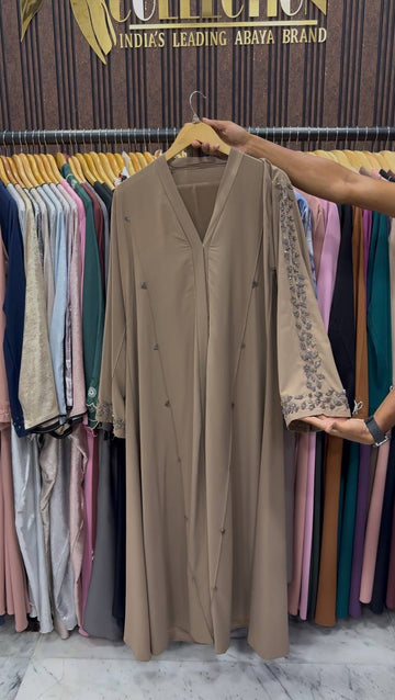 AL-HANA FRONT OPEN ABAYA | CAMEL BROWN