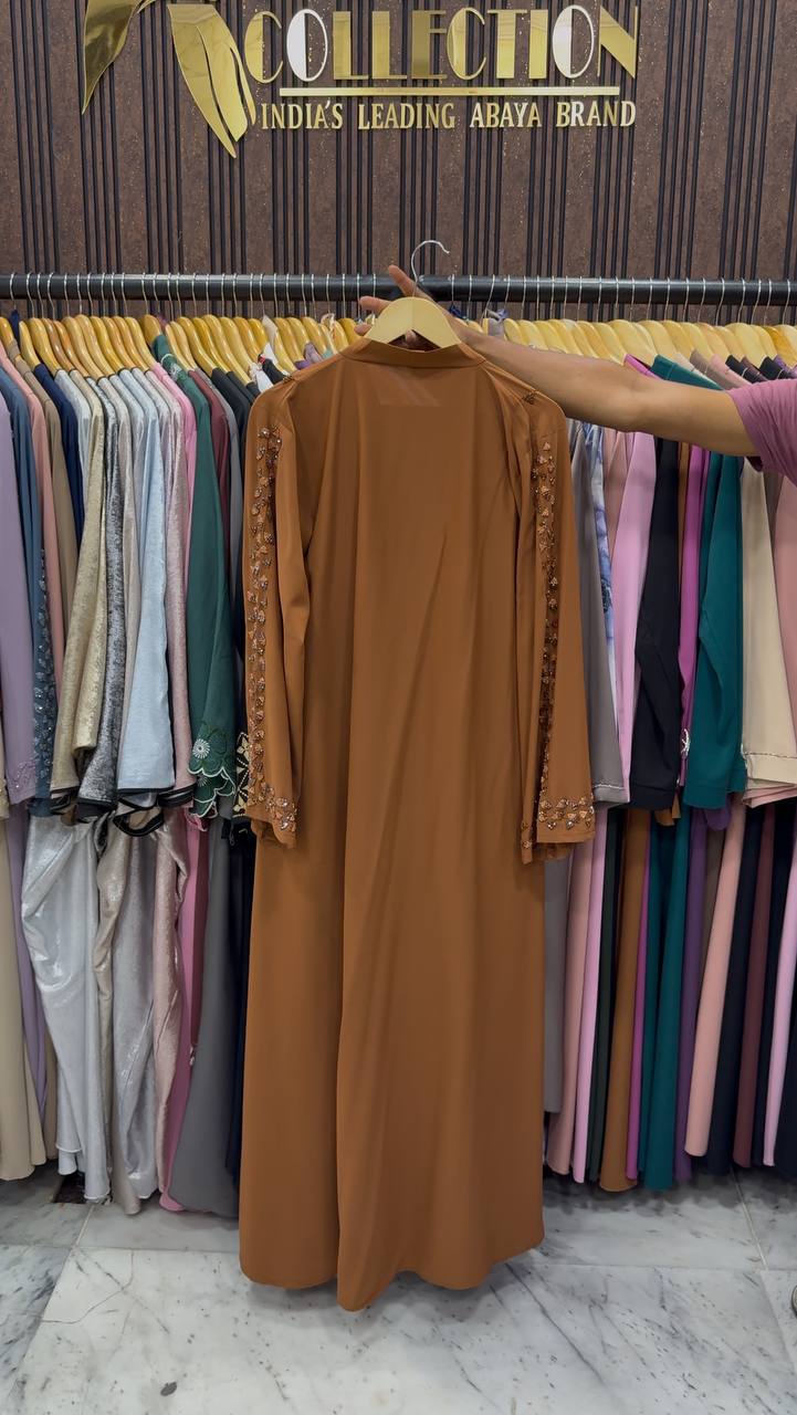 AL-HANA FRONT OPEN ABAYA | COPPER