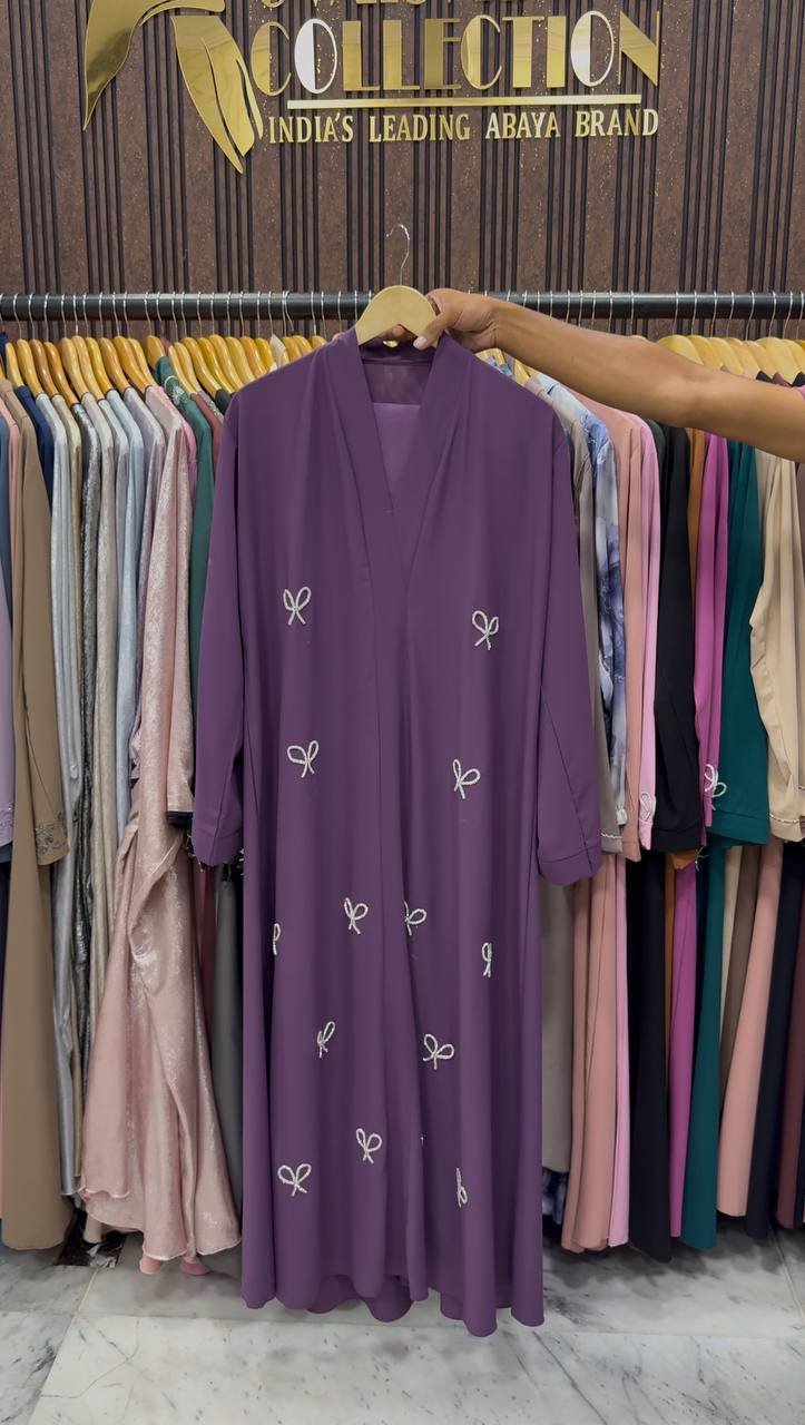 LAYA LUXE - FRONT OPEN BOW ABAYA | PURPLE