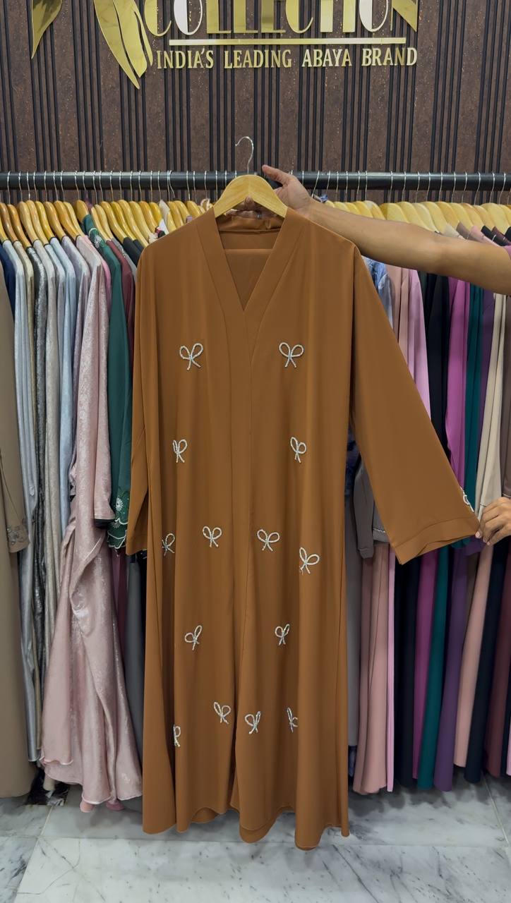 LAYA LUXE - FRONT OPEN BOW ABAYA | COPPER