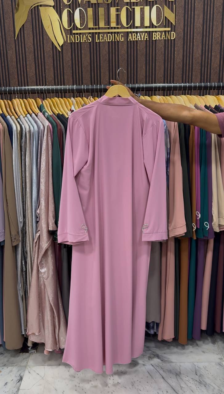 LAYA LUXE - FRONT OPEN BOW ABAYA | PINK