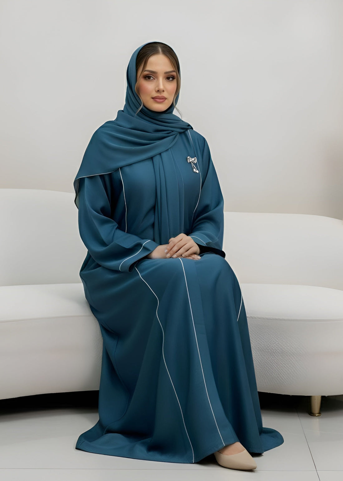 AMARA FRONT OPEN ABAYA | BLUE