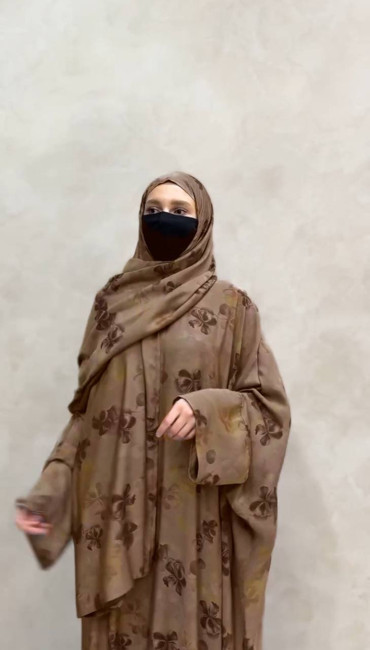 KINZA PRINTED KAFTAN ABAYA | OLIVE