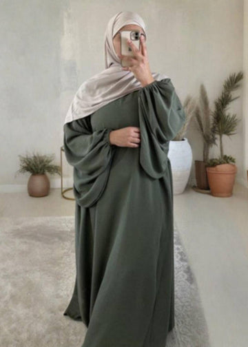 MARYAM BALLOON SLEEVE ABAYA | SLASH GRAY